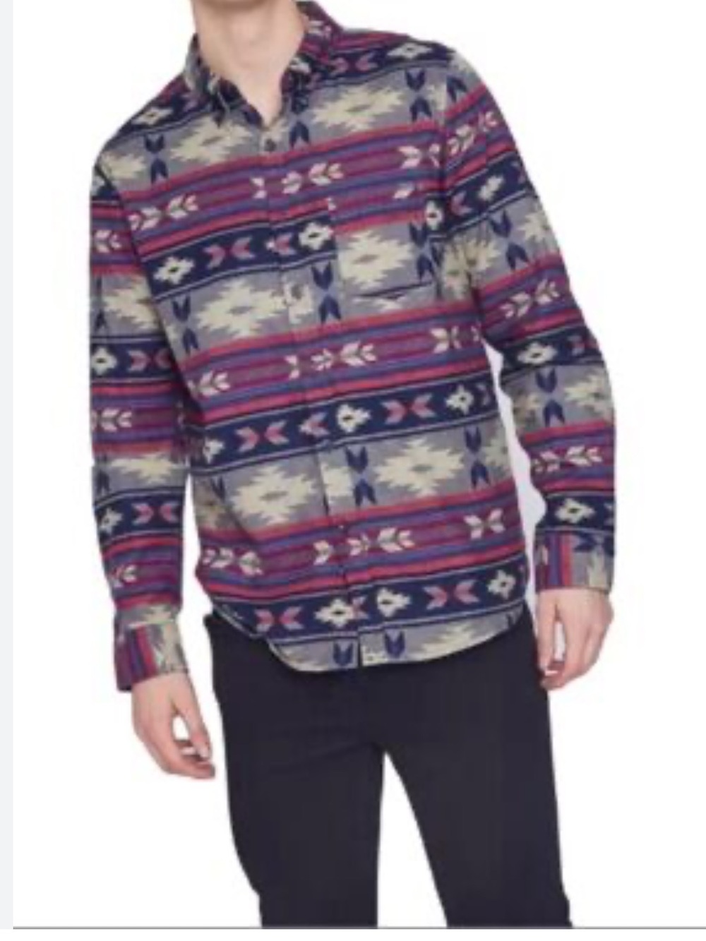 American Eagle Classic Fit Aztec/Tribal print flannel buttondown shirt sz L